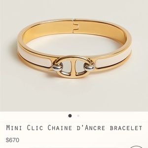 Hermes Mini Clic Chaine D’Ancre Bracelet Gold White Silver
